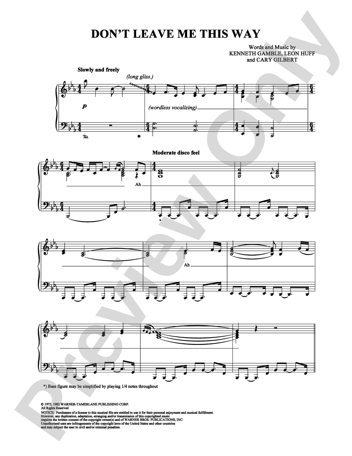 Don't Leave Me This Way: Piano/Vocal/Chords Digital Sheet Music
