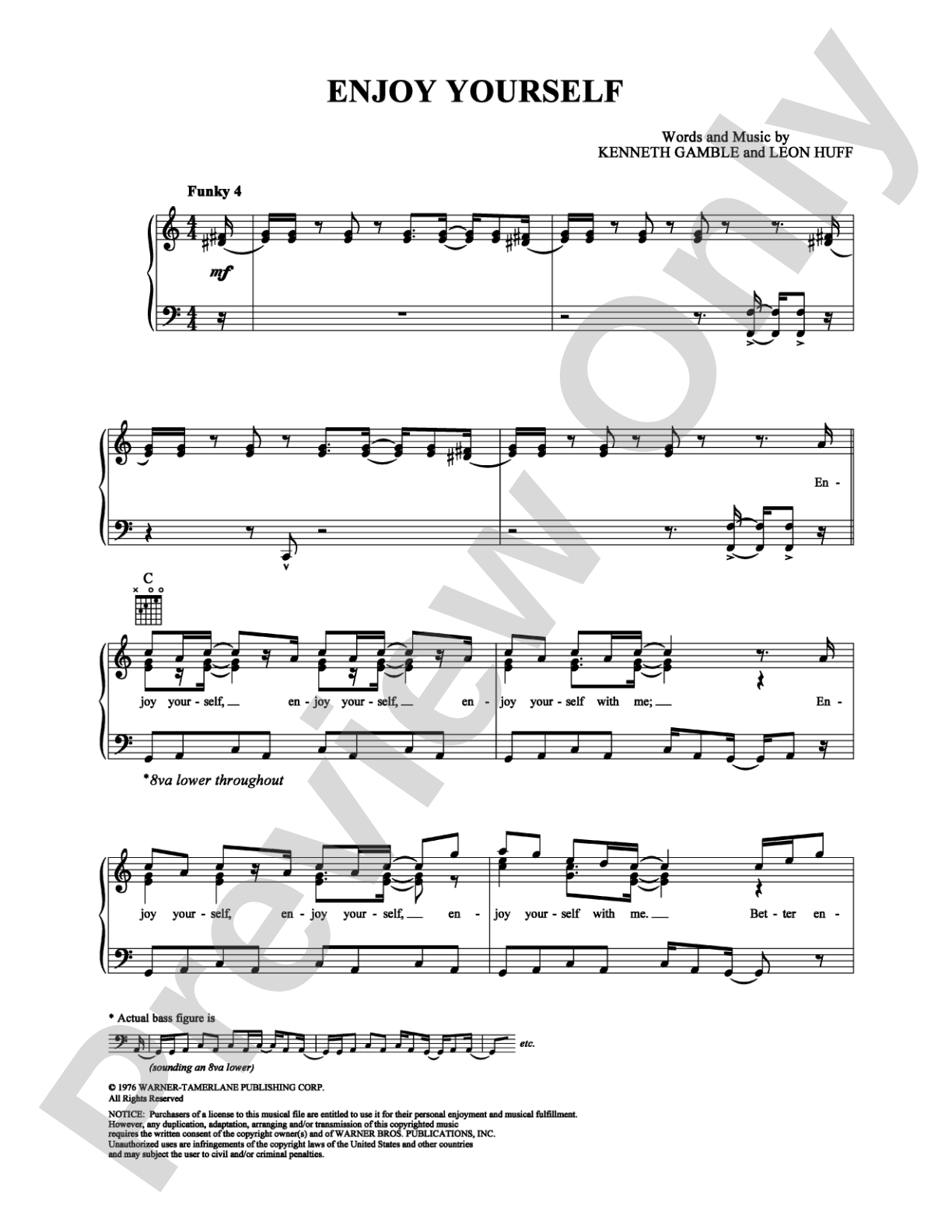 Enjoy Yourself: Piano/Vocal/Chords Digital Sheet Music