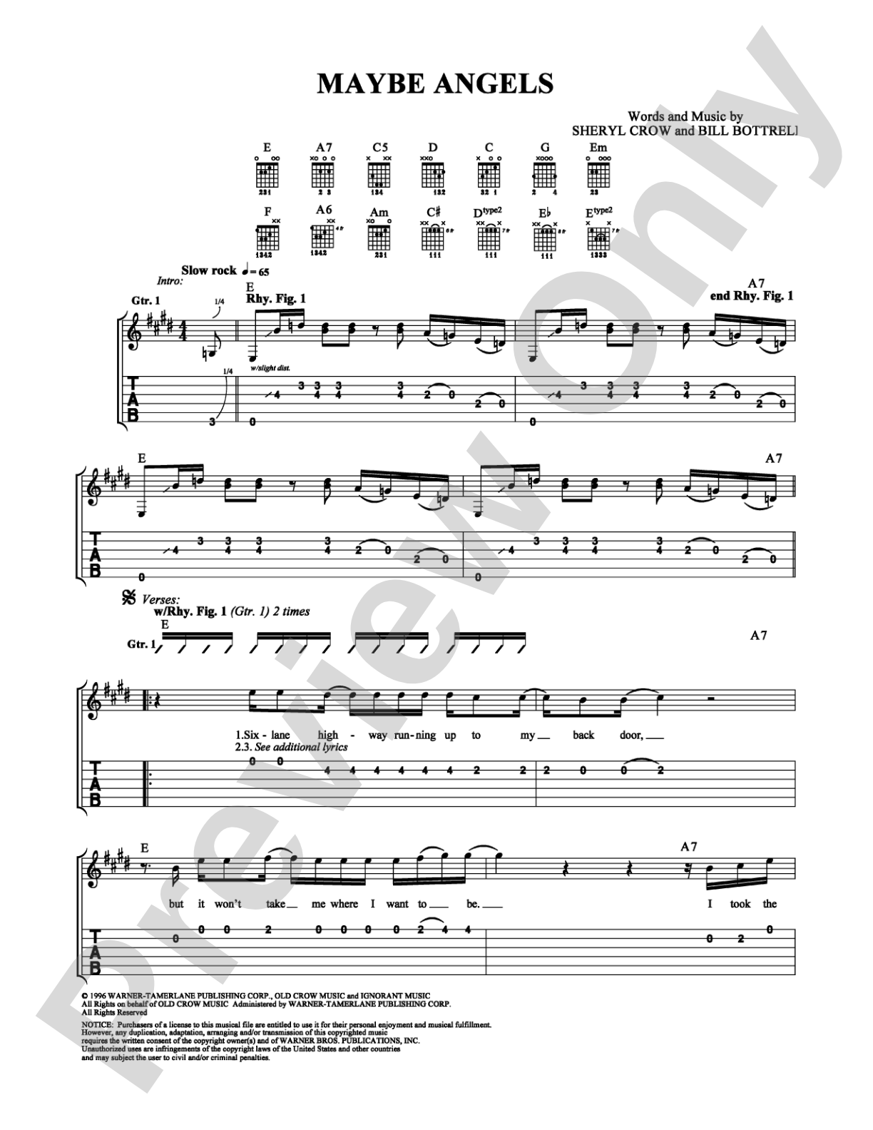 Maybe Angels: Easy Guitar Digital Sheet Music