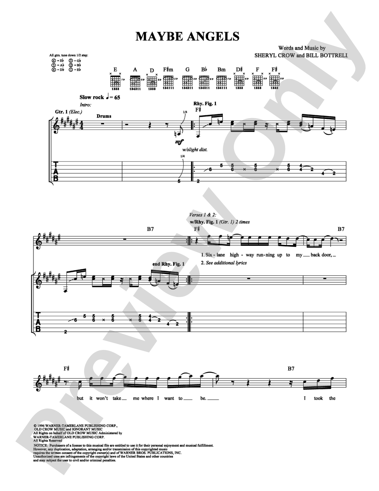 Maybe Angels: Guitar TAB Digital Sheet Music
