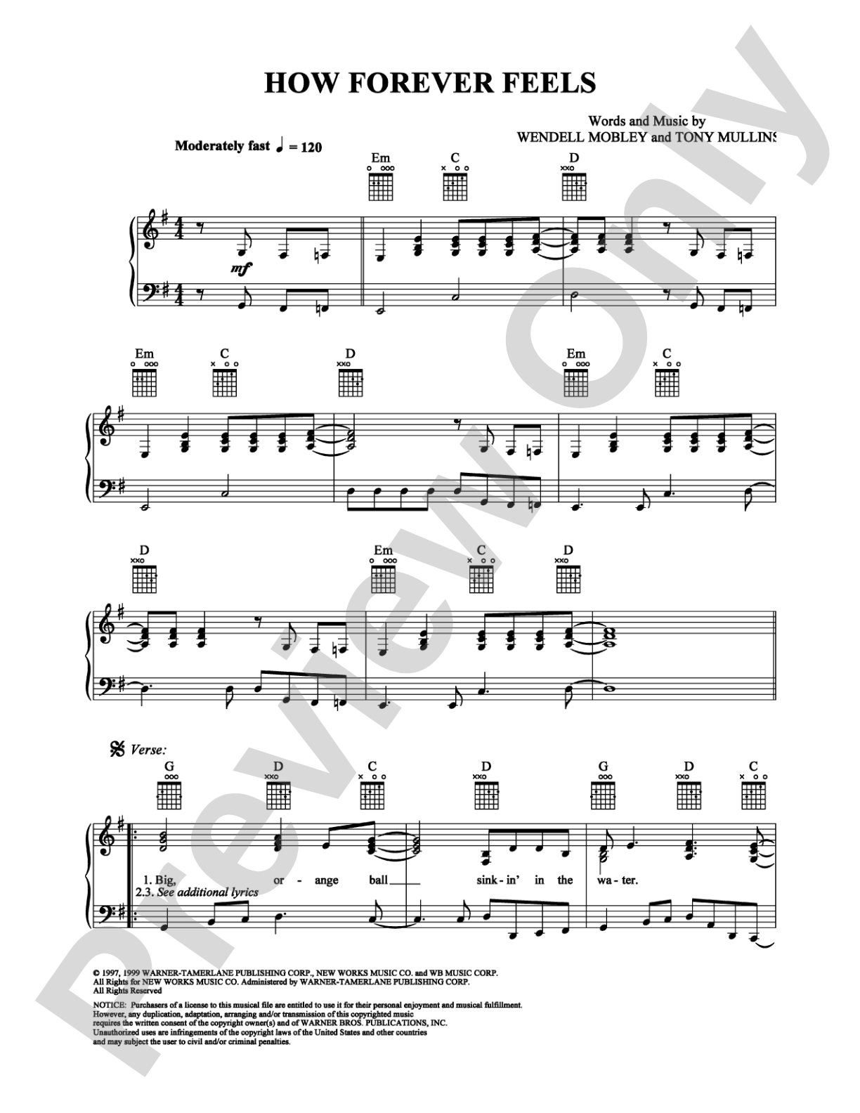 How Forever Feels: Piano/Vocal/Chords Digital Sheet Music