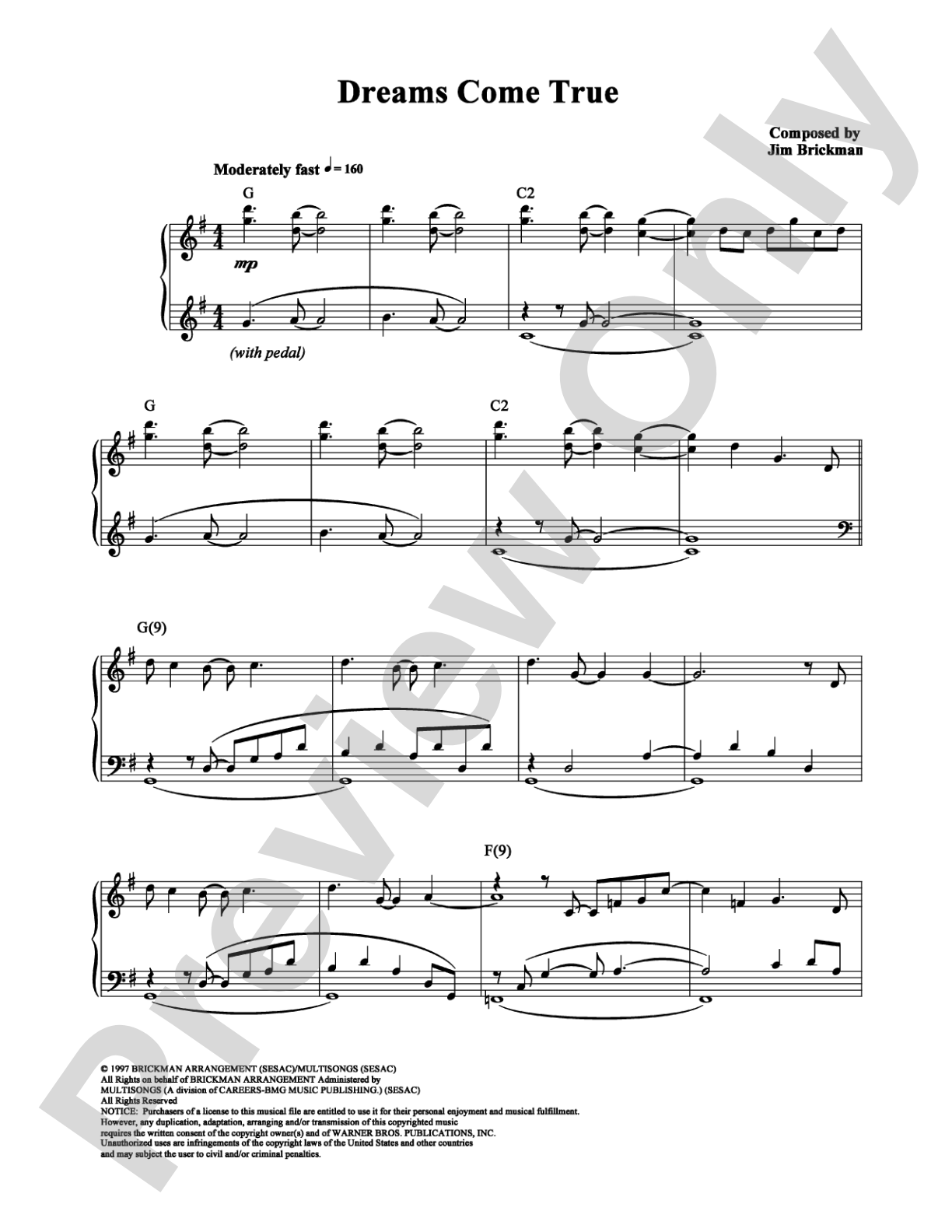 Dreams Come True: Piano Digital Sheet Music
