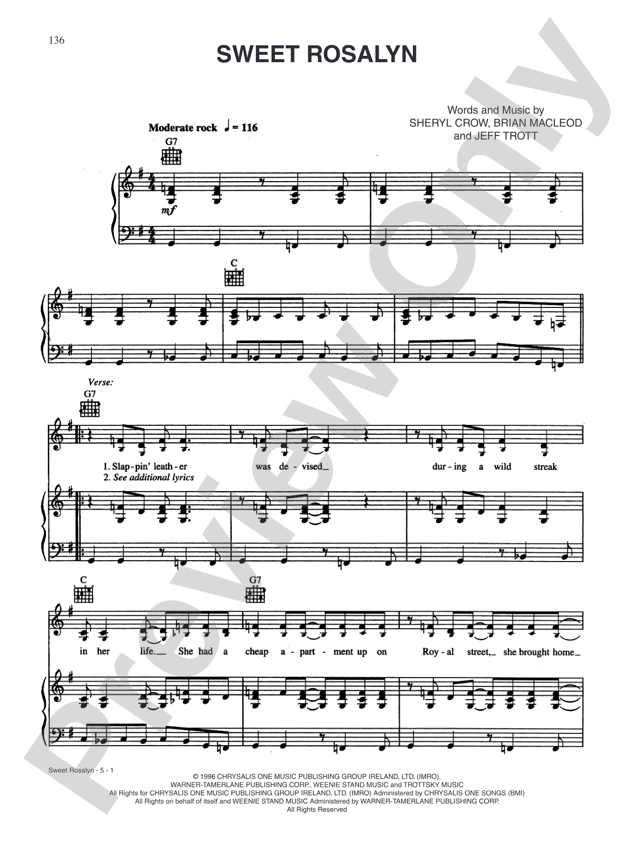 Sweet Rosalyn: Piano/Vocal/Chords Digital Sheet Music