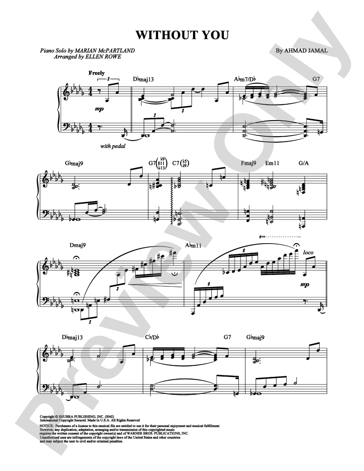 Without You: Piano Digital Sheet Music