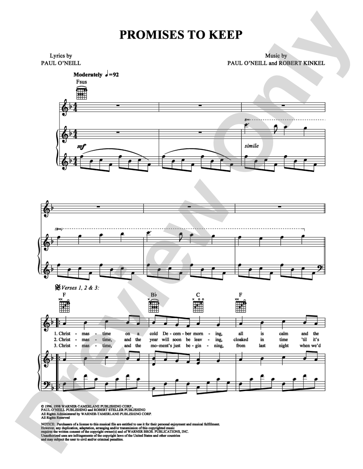 Promises To Keep: Piano/Vocal/Chords Digital Sheet Music