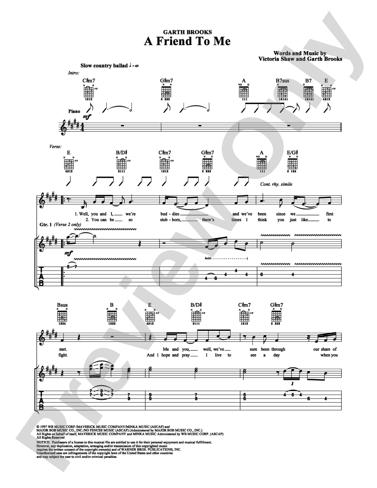 A Friend To Me: Guitar TAB Digital Sheet Music