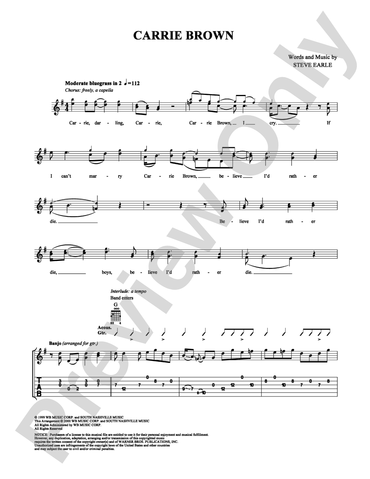 Carrie Brown: Guitar TAB Digital Sheet Music