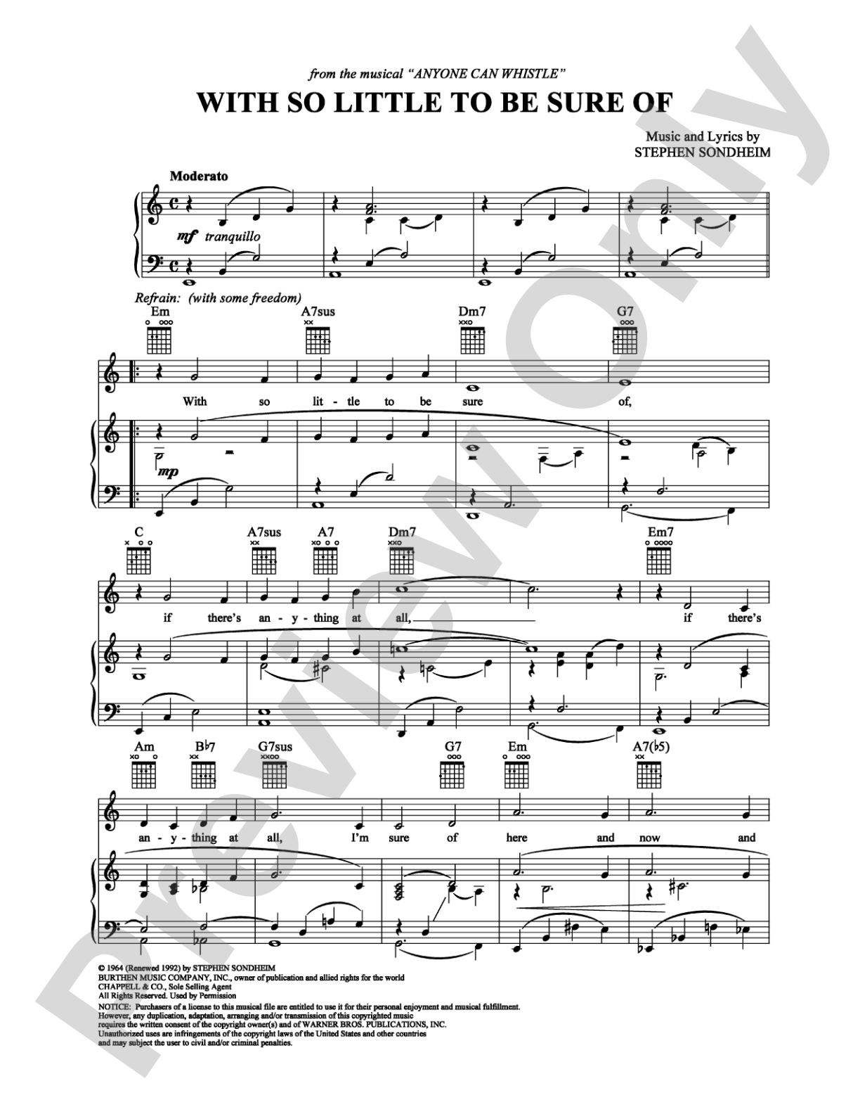 With So Little to Be Sure Of: Piano/Vocal/Chords Digital Sheet Music