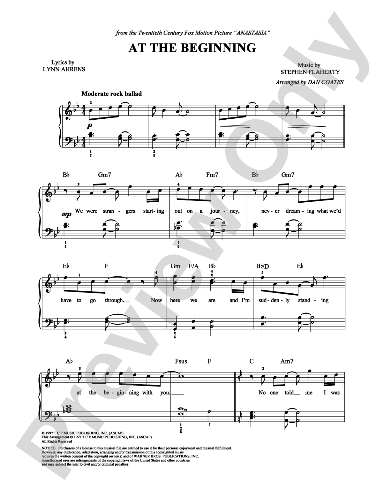 At the Beginning: Easy Piano Digital Sheet Music