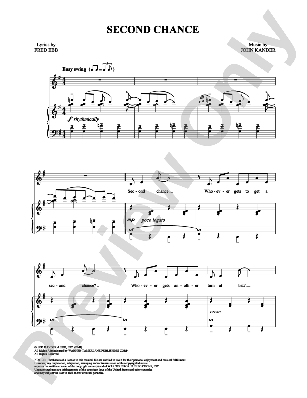 Second Chance: Piano/Vocal/Chords Digital Sheet Music