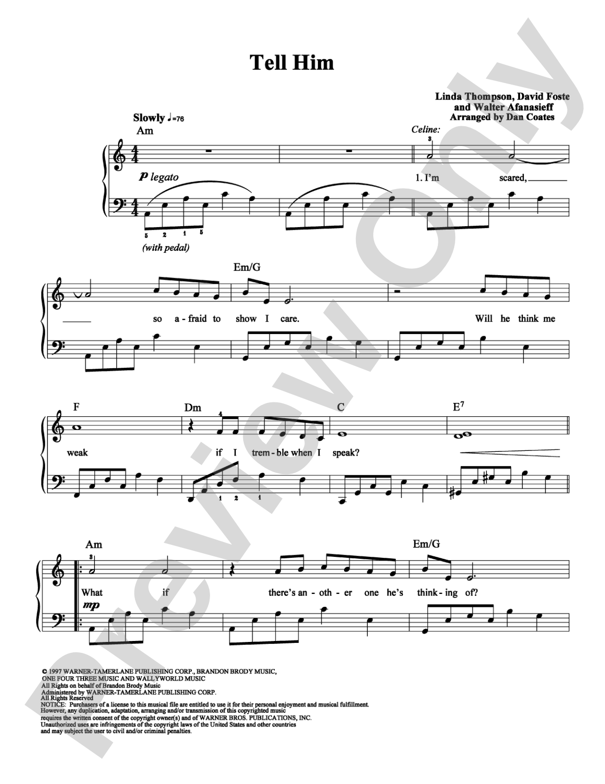 Tell Him: Easy Piano Digital Sheet Music