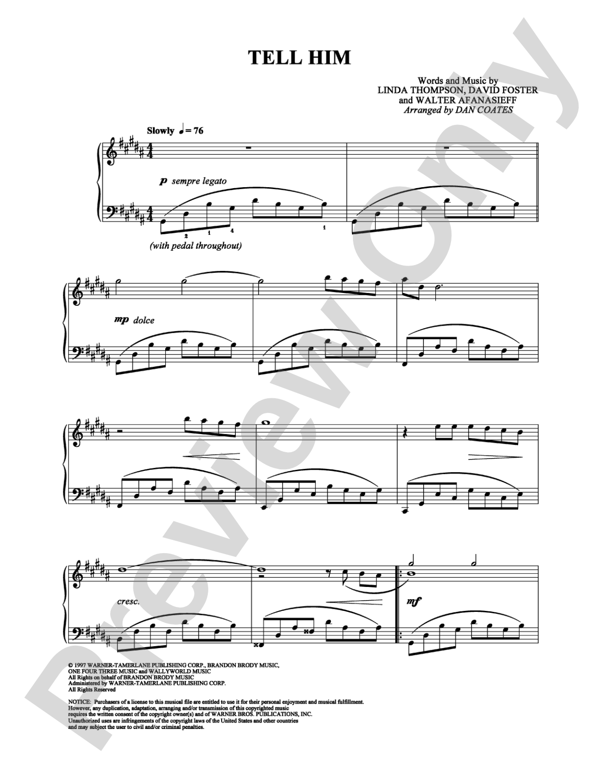 Tell Him: Piano Digital Sheet Music