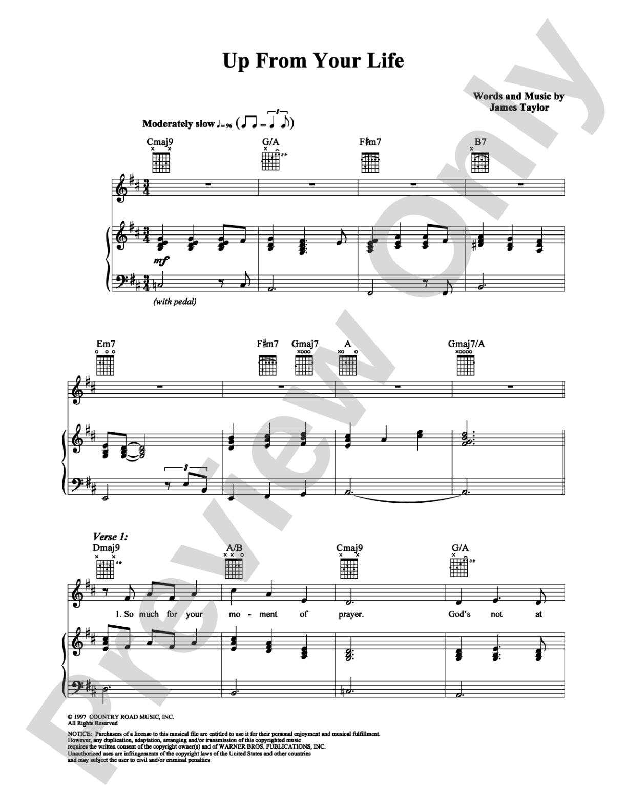 Up From Your Life: Piano/Vocal/Chords Digital Sheet Music