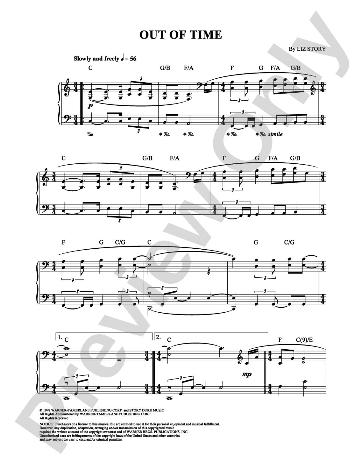 Out Of Time: Piano Digital Sheet Music