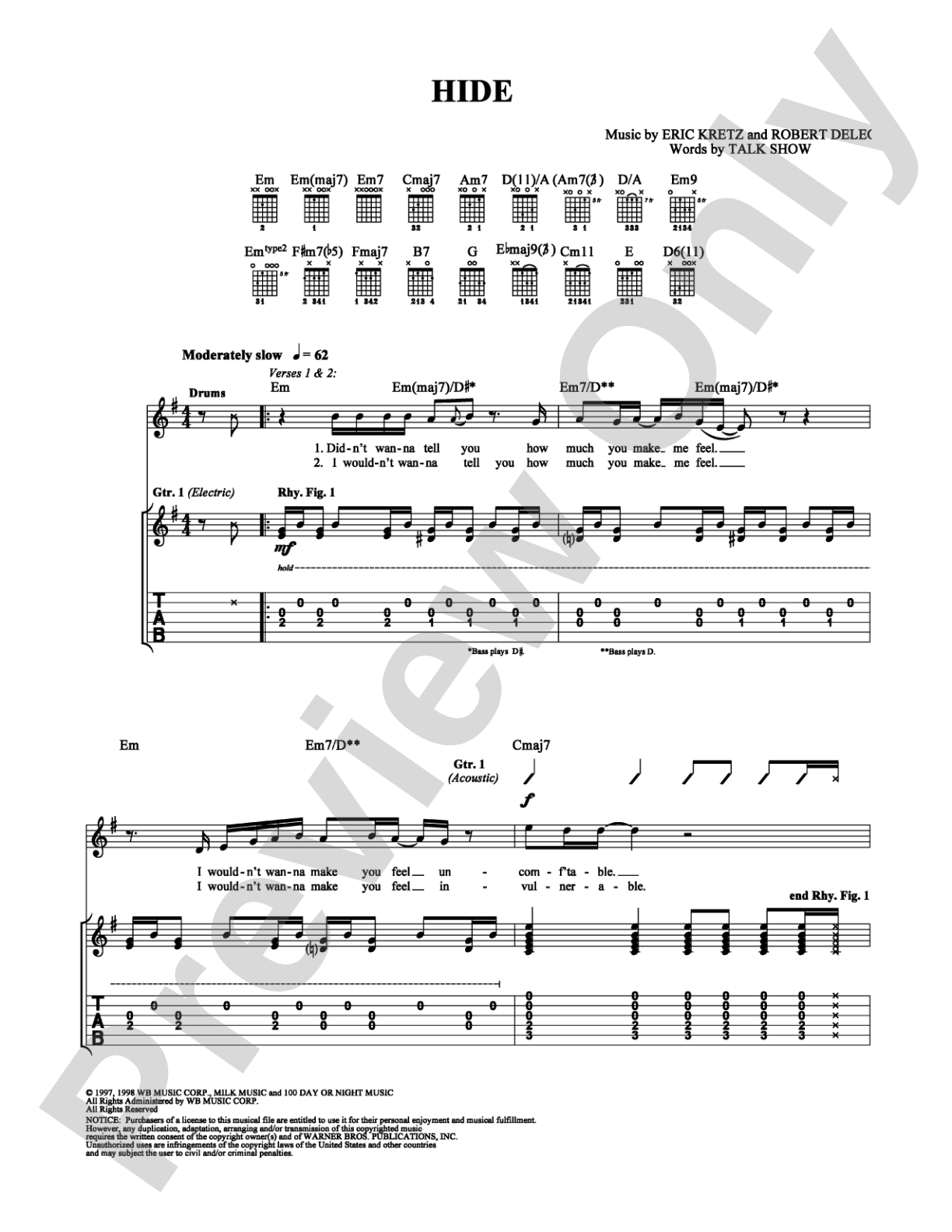 Hide: Guitar TAB Digital Sheet Music