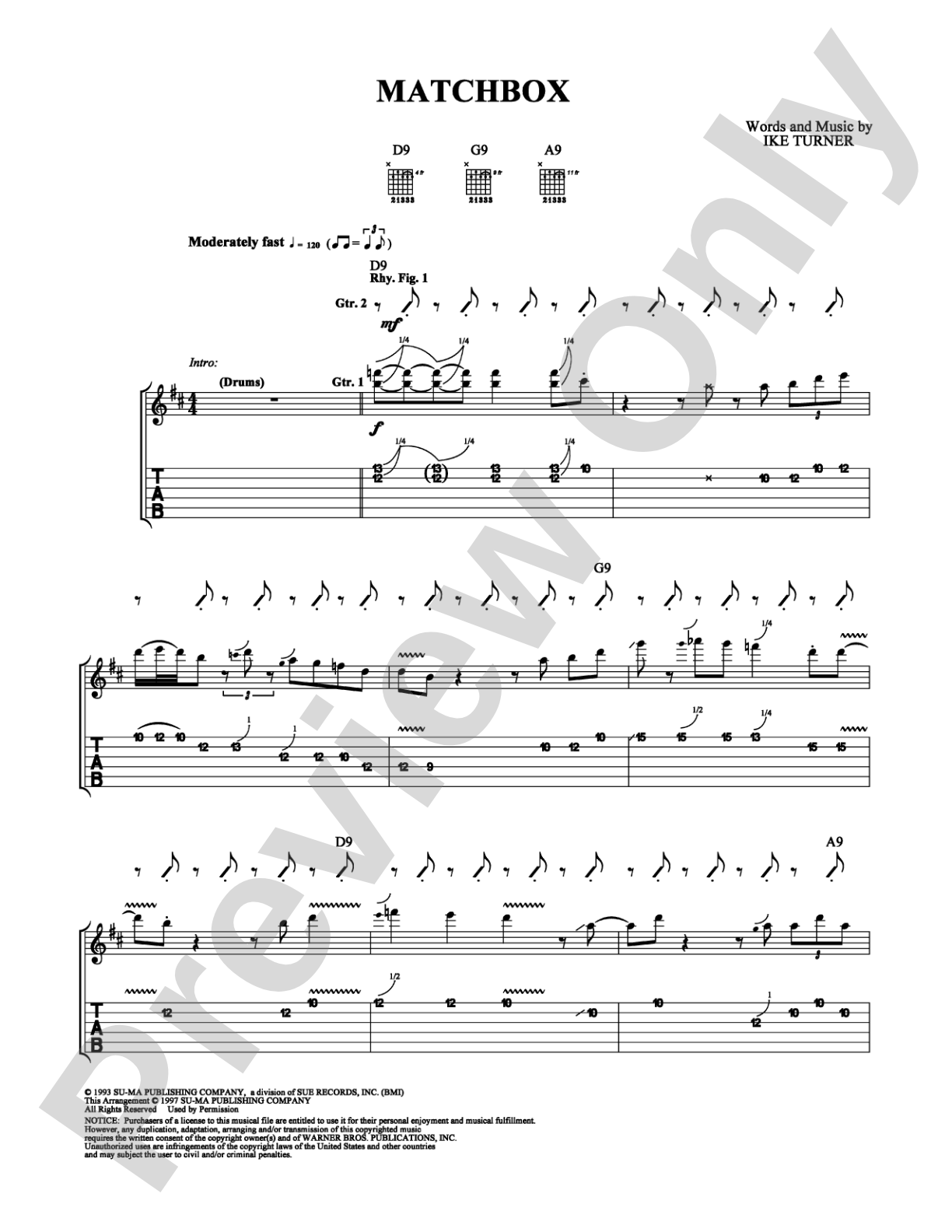 Matchbox: Guitar TAB Digital Sheet Music