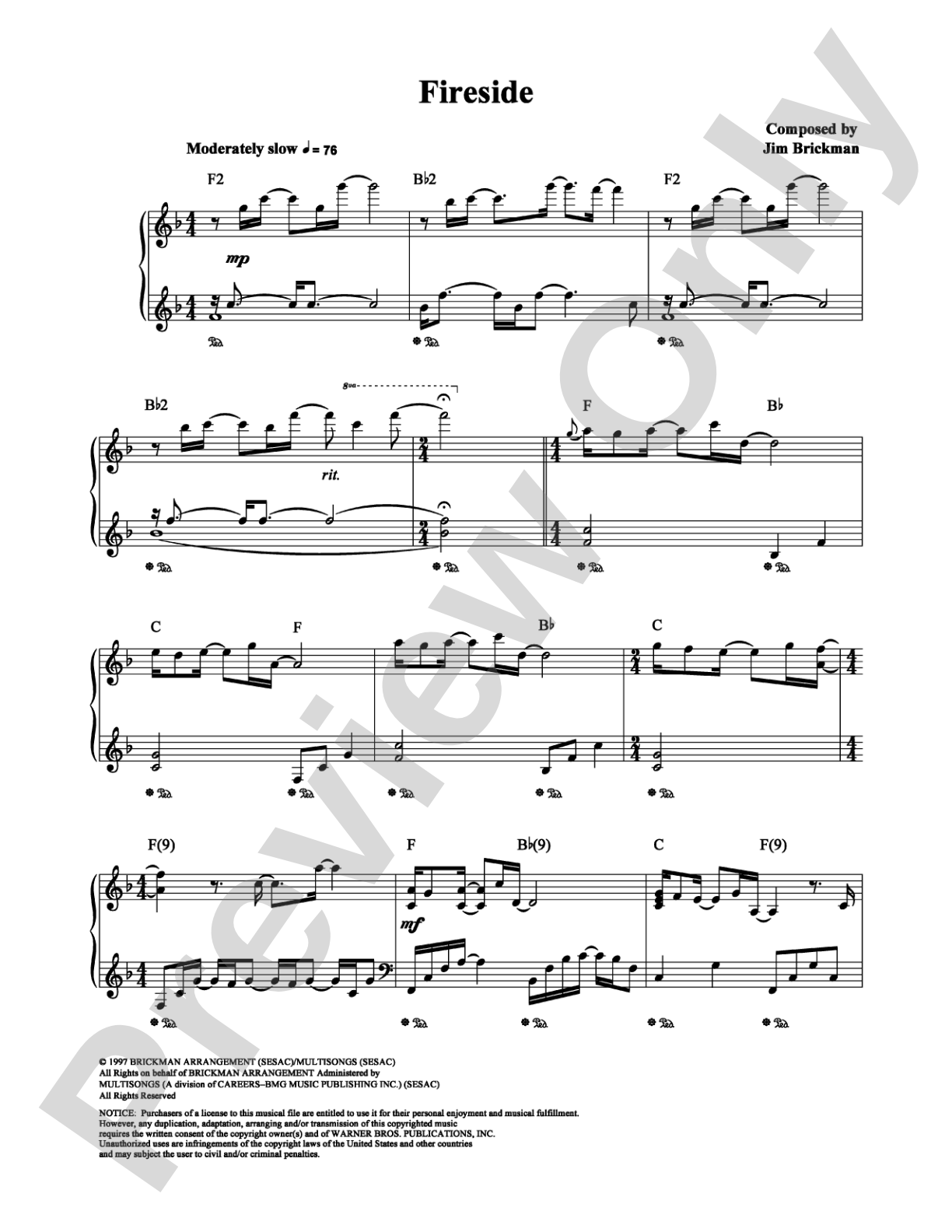 Fireside: Piano Digital Sheet Music