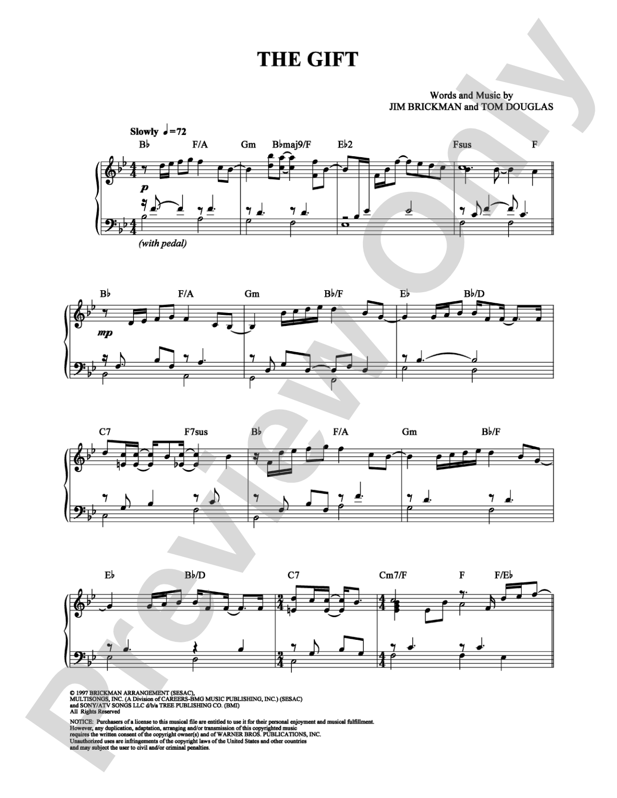 The Gift: Piano Digital Sheet Music