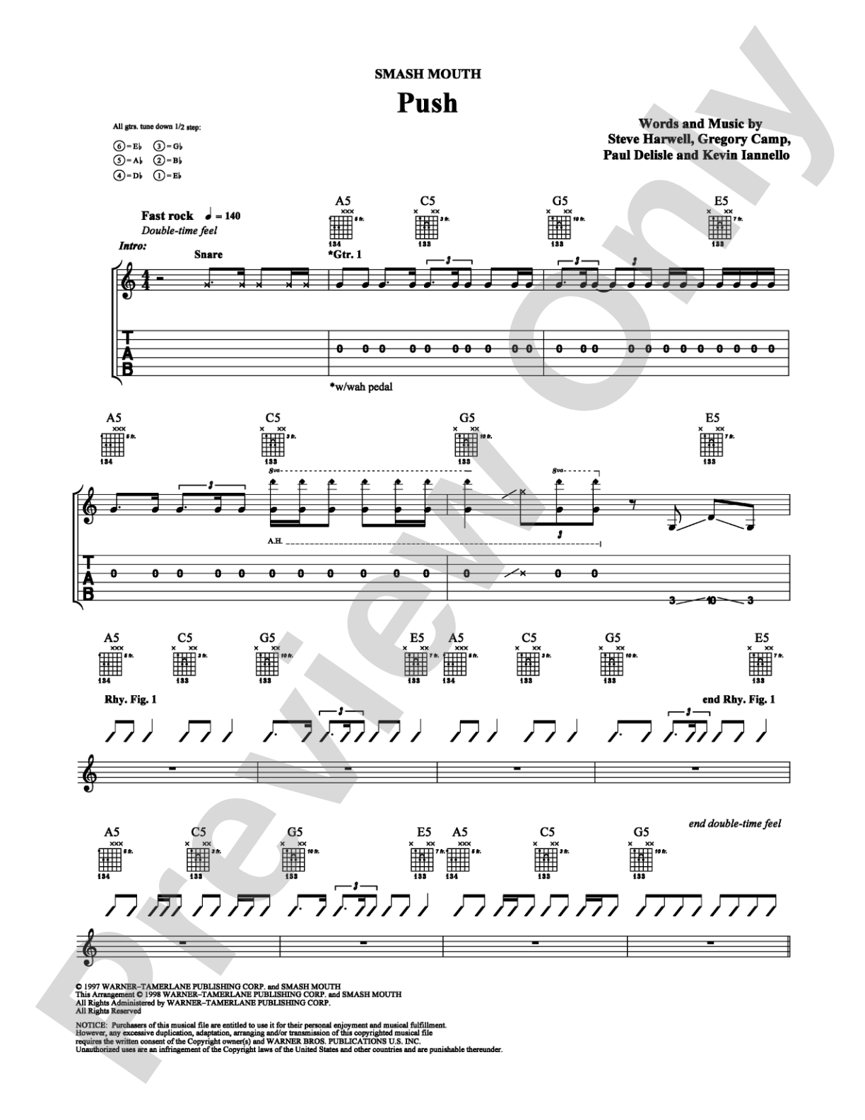 Push: Guitar TAB Digital Sheet Music