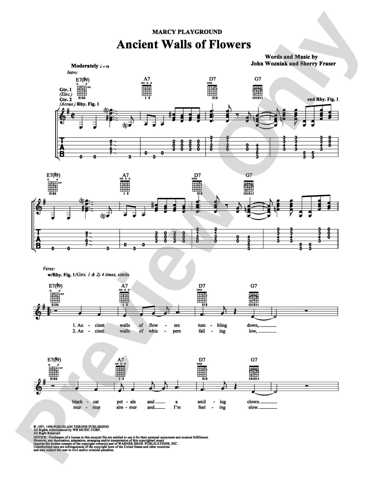 Ancient Walls of Flowers: Guitar TAB Digital Sheet Music
