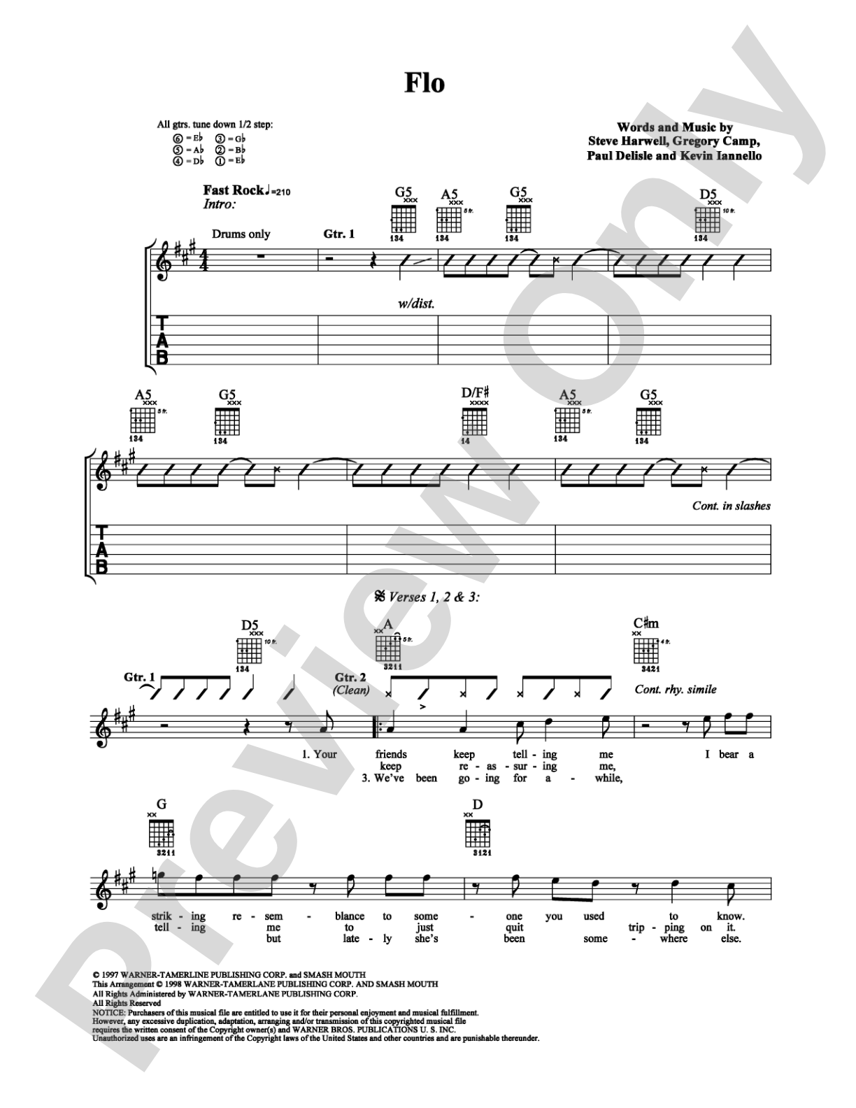 Flo: Guitar TAB Digital Sheet Music