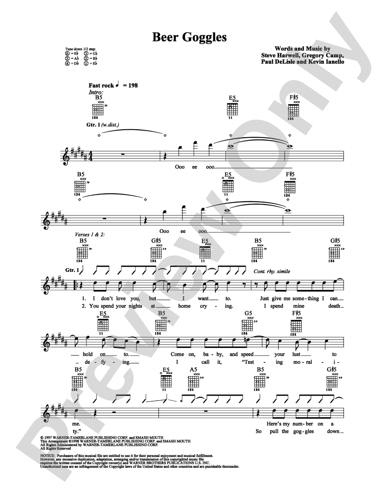 Beer Goggles: Guitar TAB Digital Sheet Music