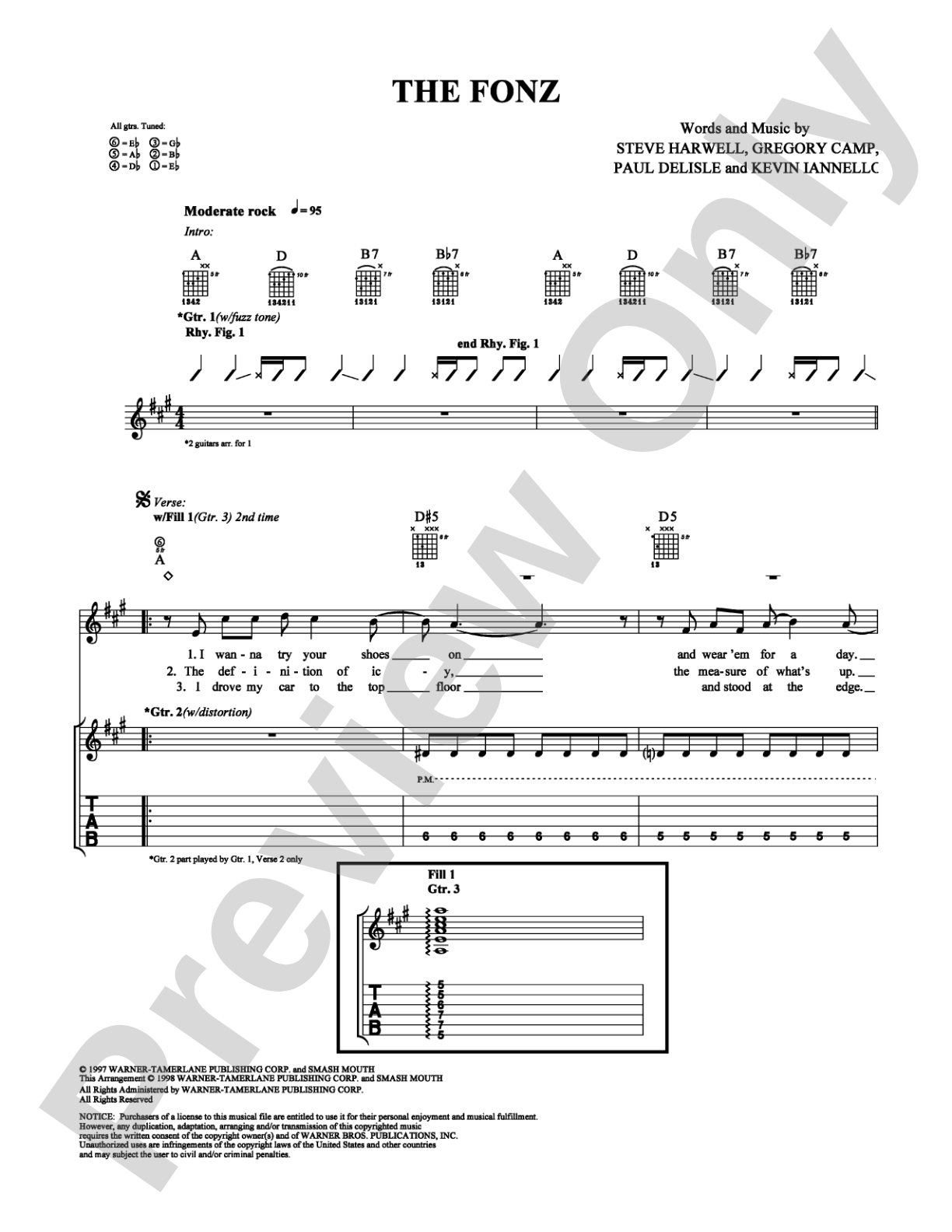 The Fonz: Guitar TAB Digital Sheet Music