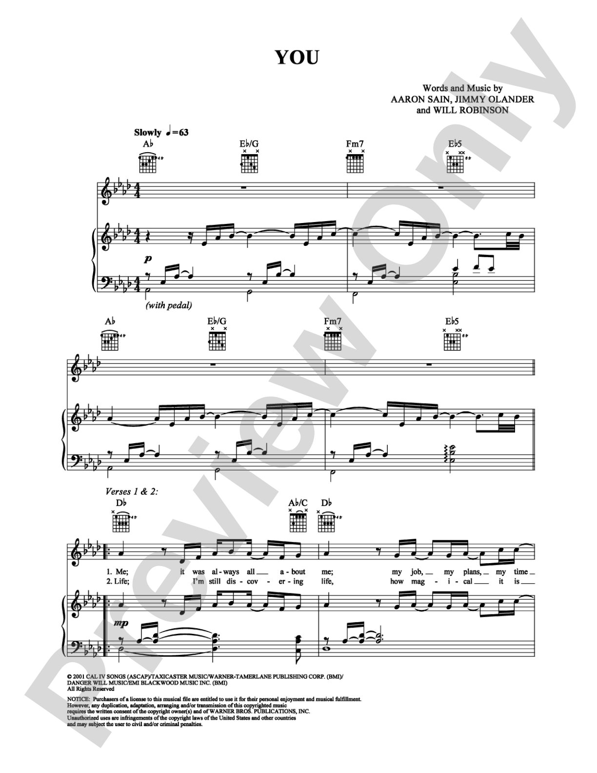 You: Piano/Vocal/Chords Digital Sheet Music