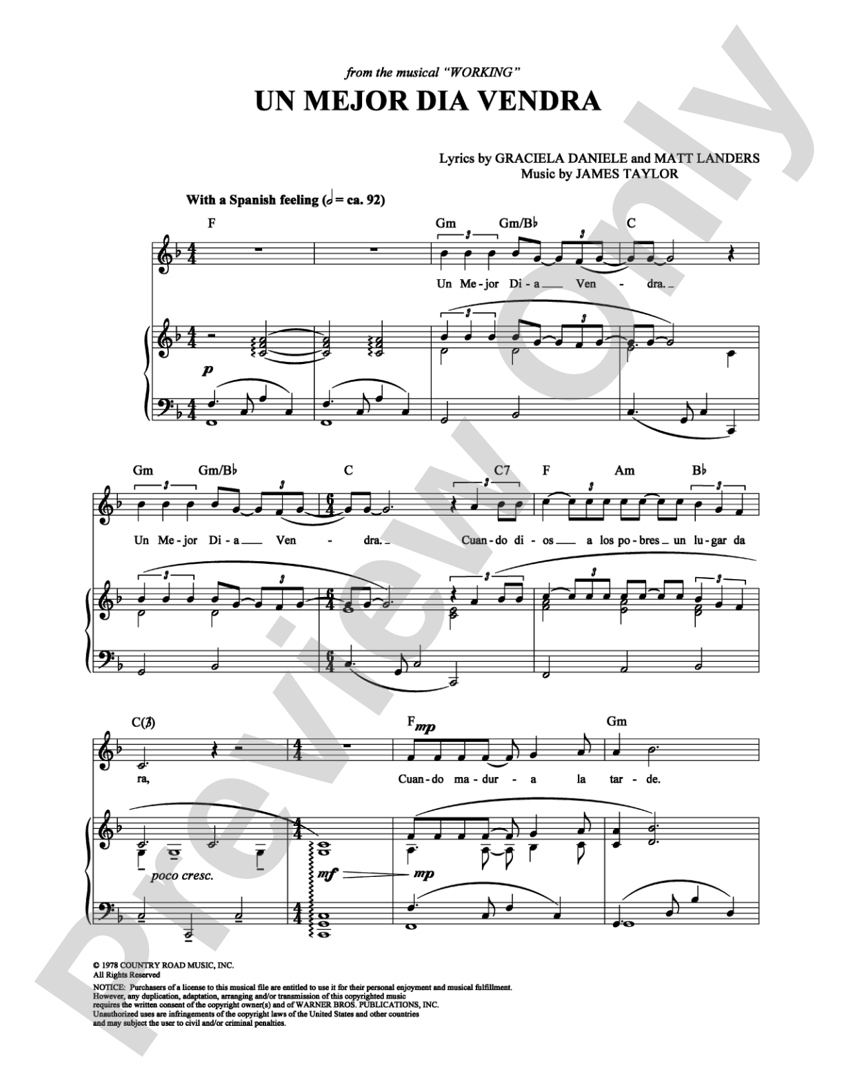 Un Mejor Dia Vendra: Piano/Vocal/Chords Digital Sheet Music