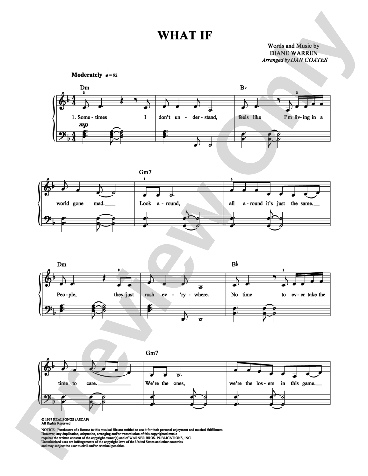 What If: Easy Piano Digital Sheet Music