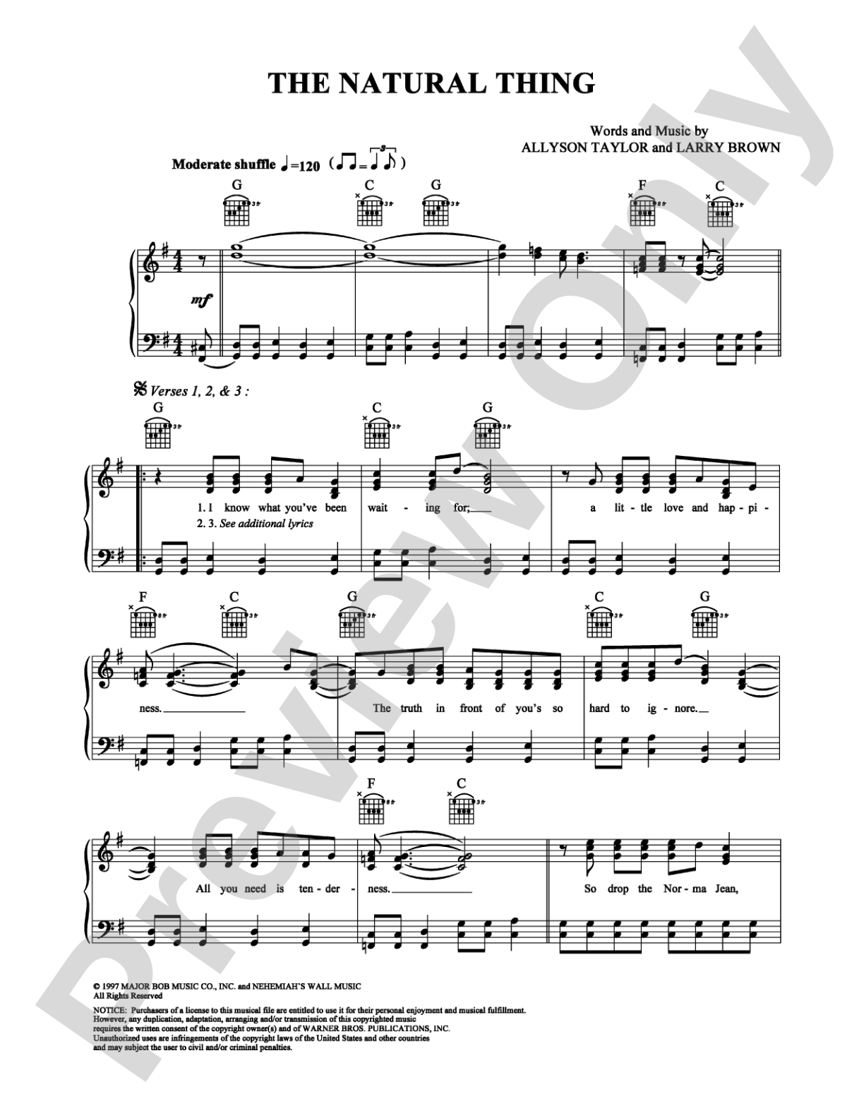 The Natural Thing: Piano/Vocal/Chords Digital Sheet Music