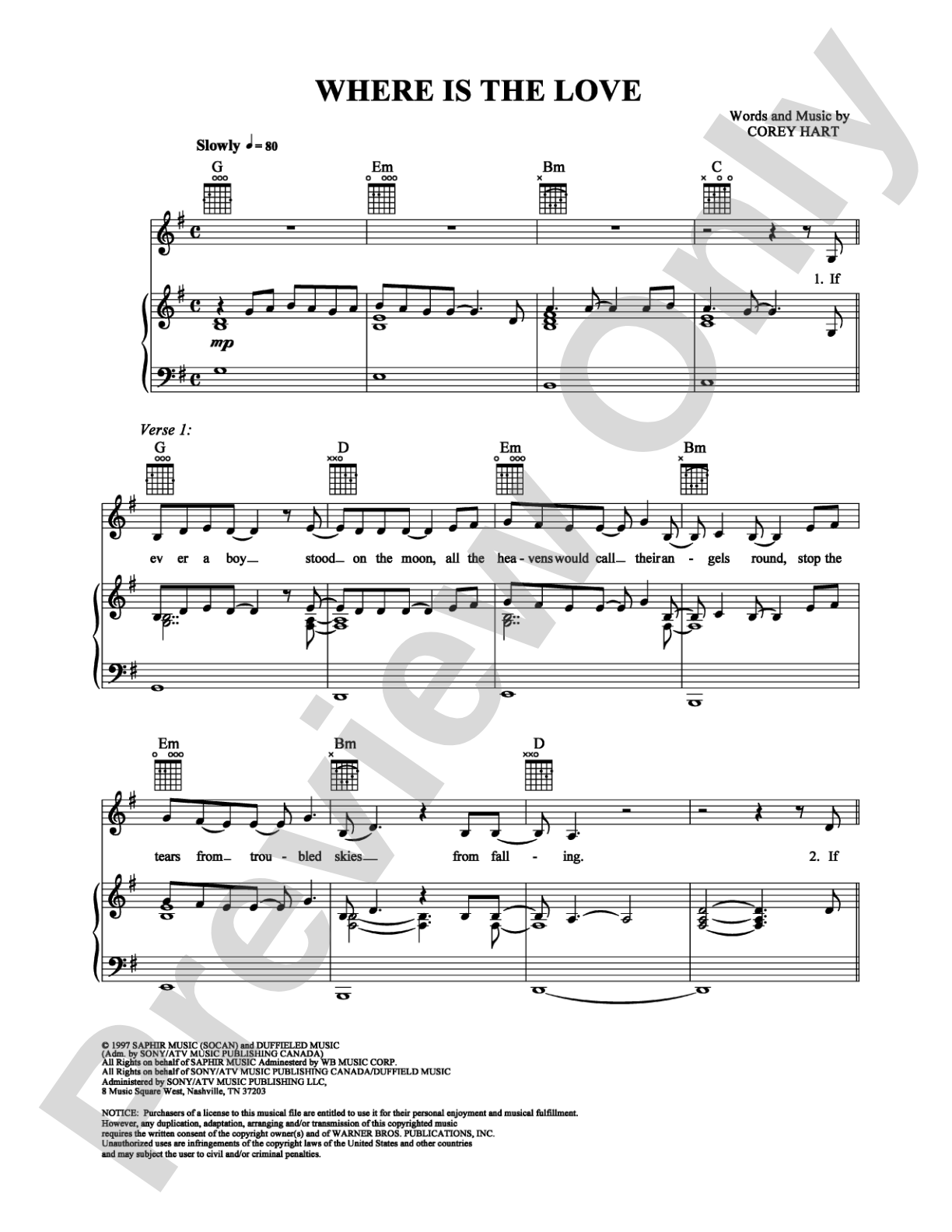 Where Is The Love: Piano/Vocal/Chords Digital Sheet Music