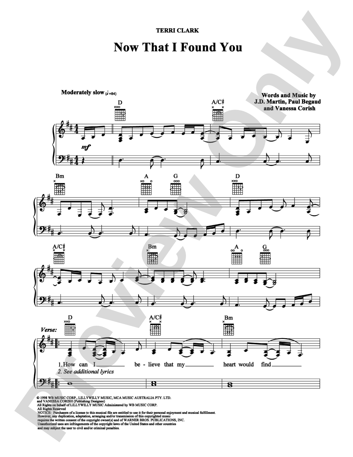 Now That I Found You: Piano/Vocal/Chords Digital Sheet Music