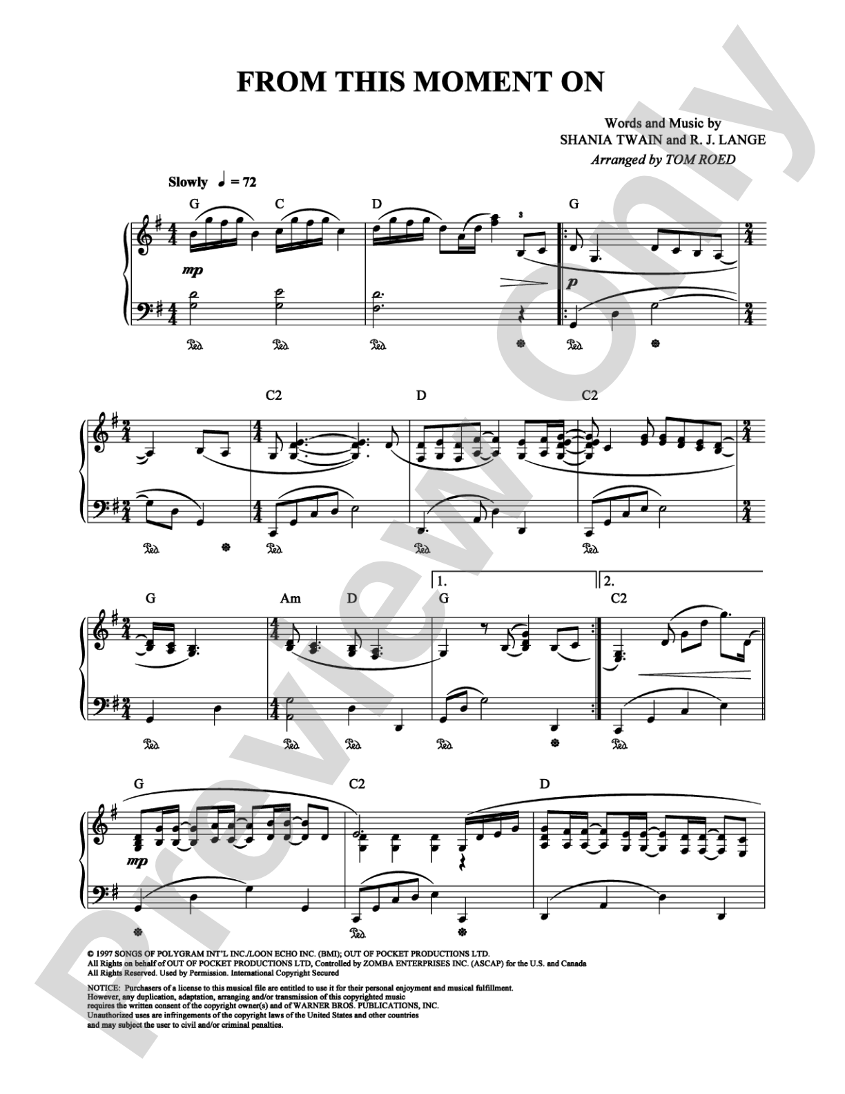 From This Moment On: Piano Digital Sheet Music