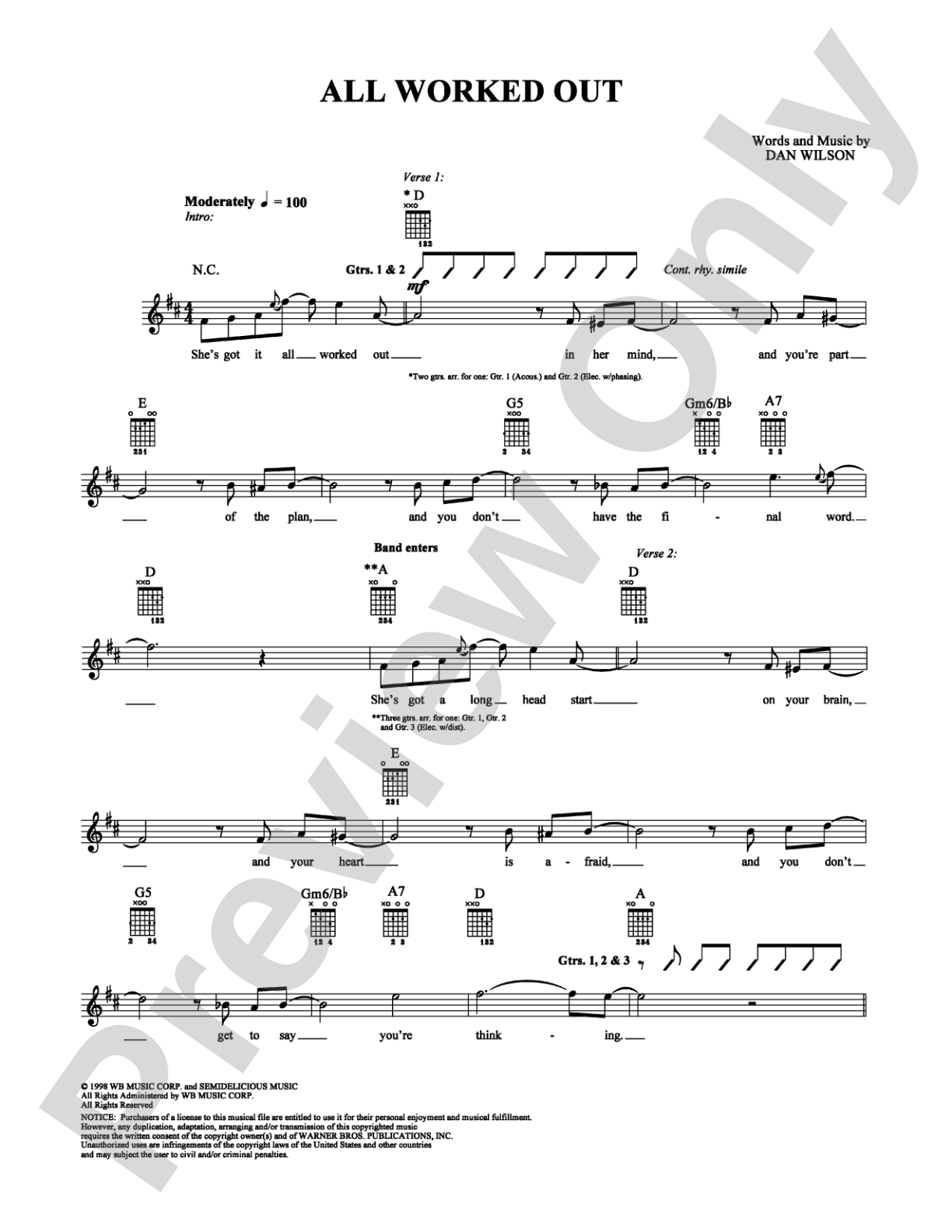 All Worked Out: Guitar TAB Digital Sheet Music