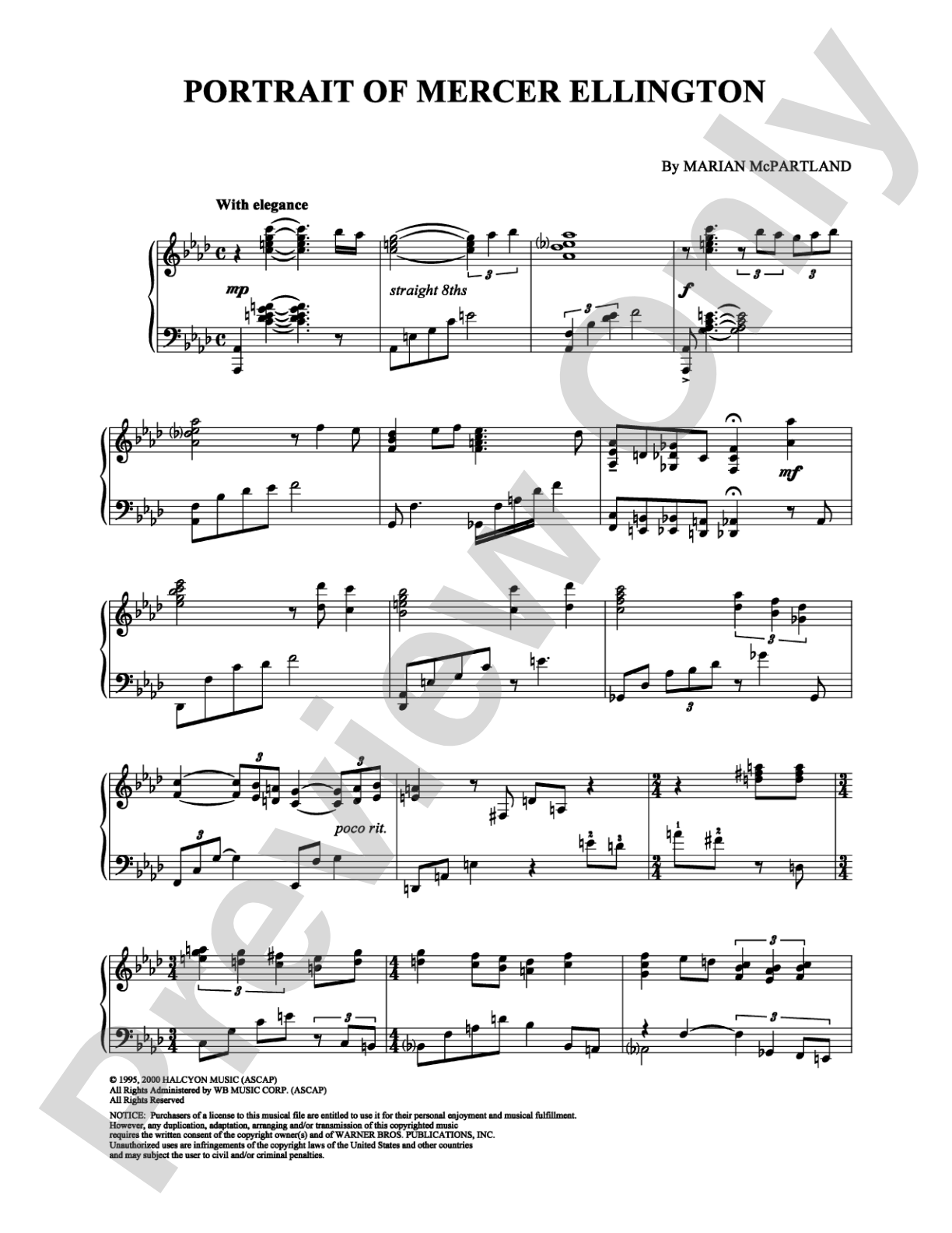 Portrait of Mercer Ellington: Piano Digital Sheet Music