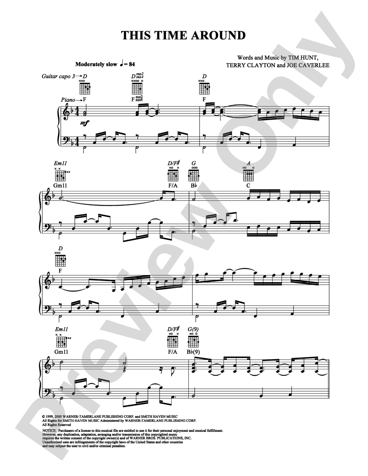This Time Around: Piano/Vocal/Chords Digital Sheet Music