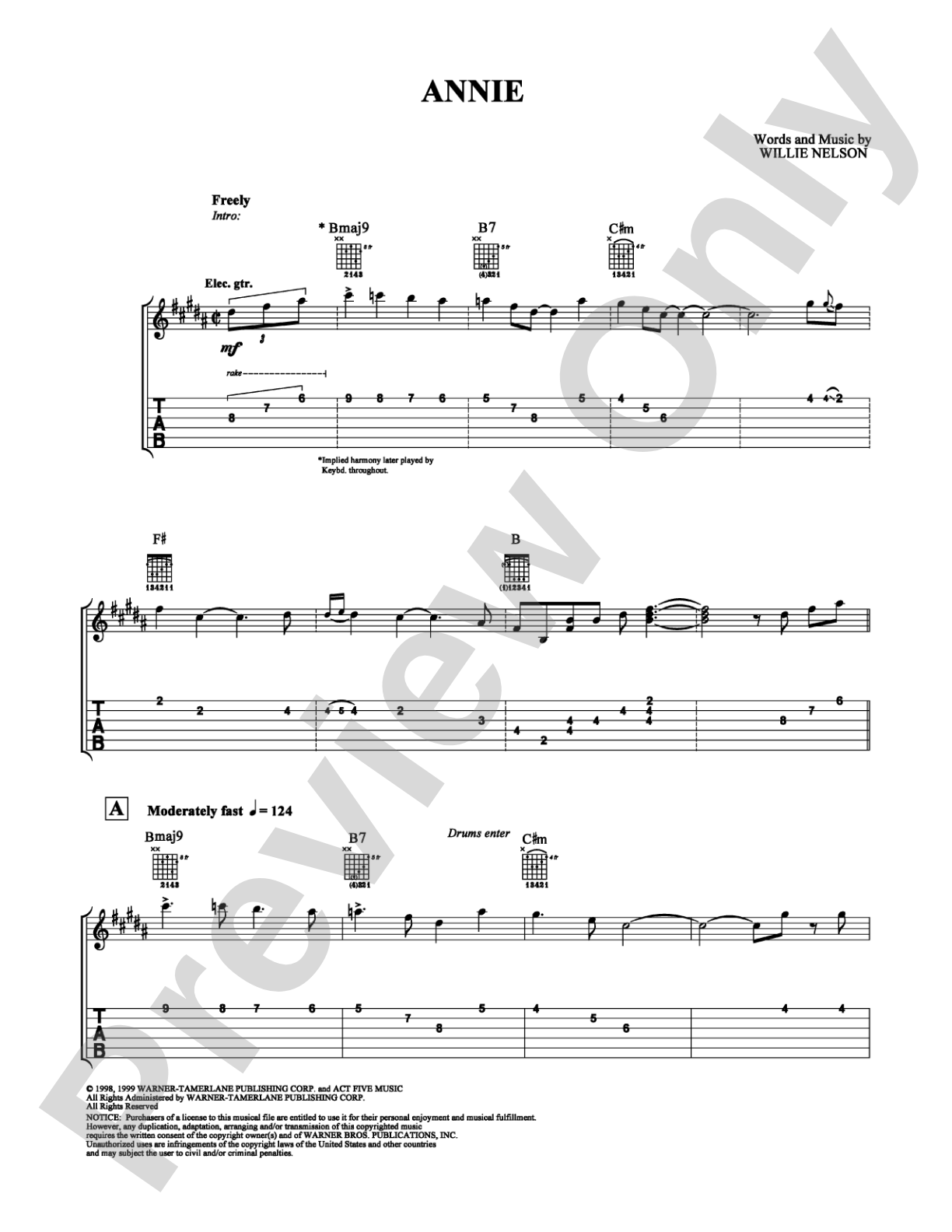Annie: Guitar TAB Digital Sheet Music