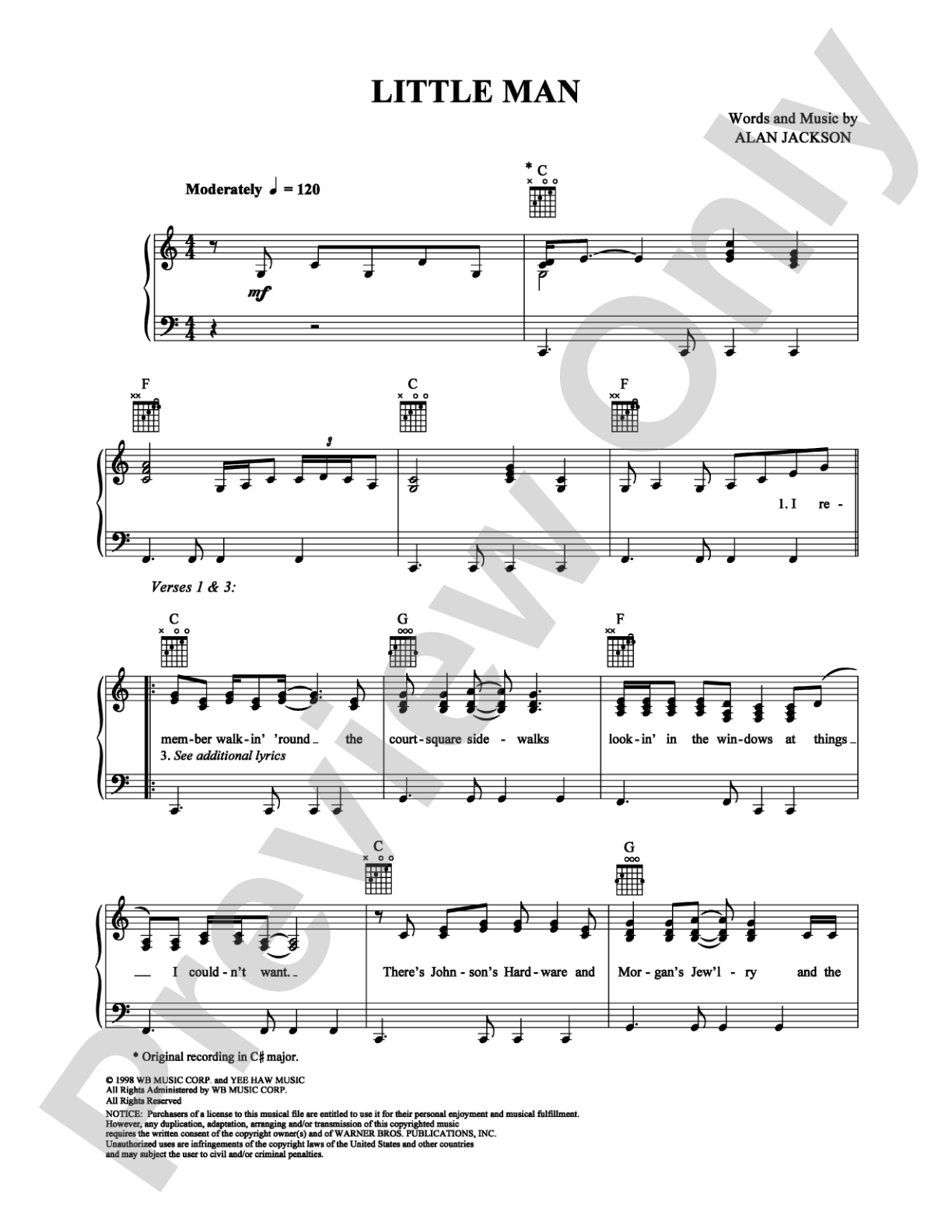 Little Man: Piano/Vocal/Chords Digital Sheet Music