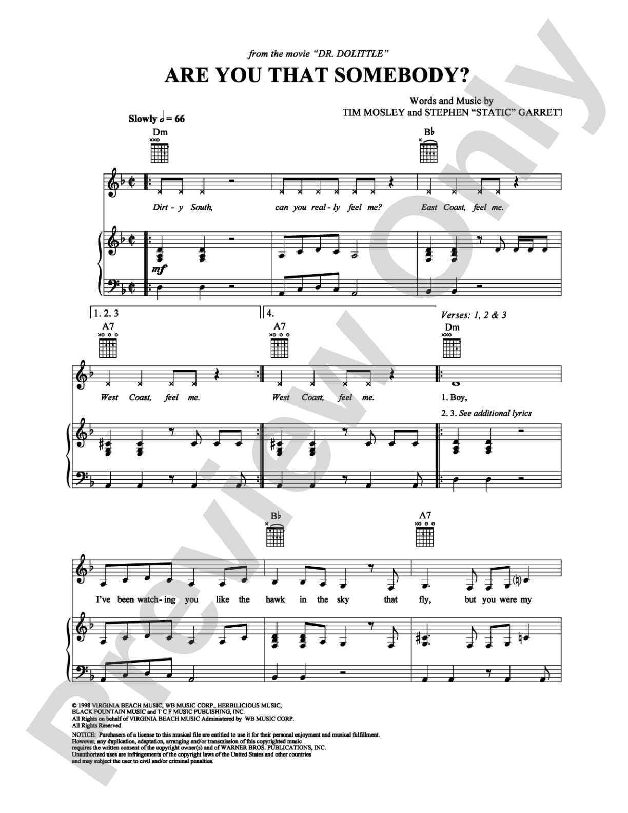 Are You That Somebody?: Piano/Vocal/Chords Digital Sheet Music