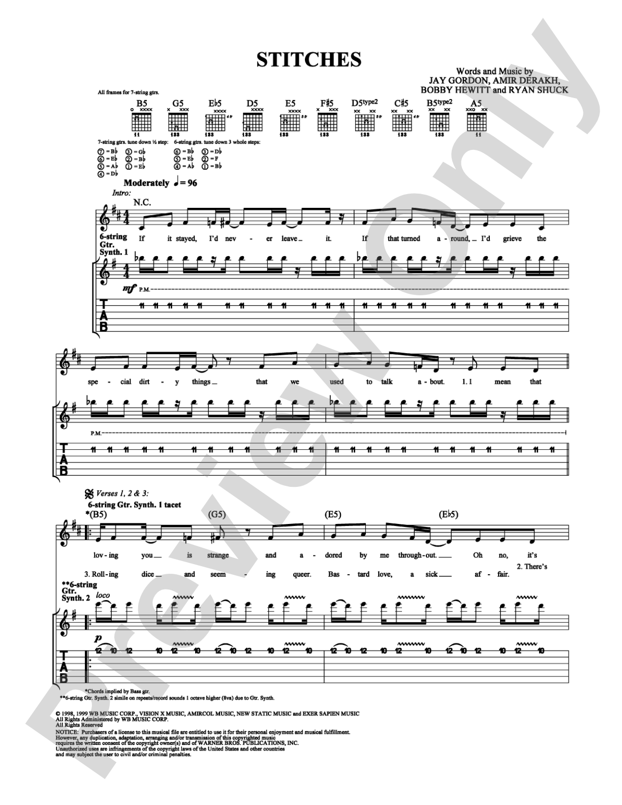 Stitches: Guitar TAB Digital Sheet Music