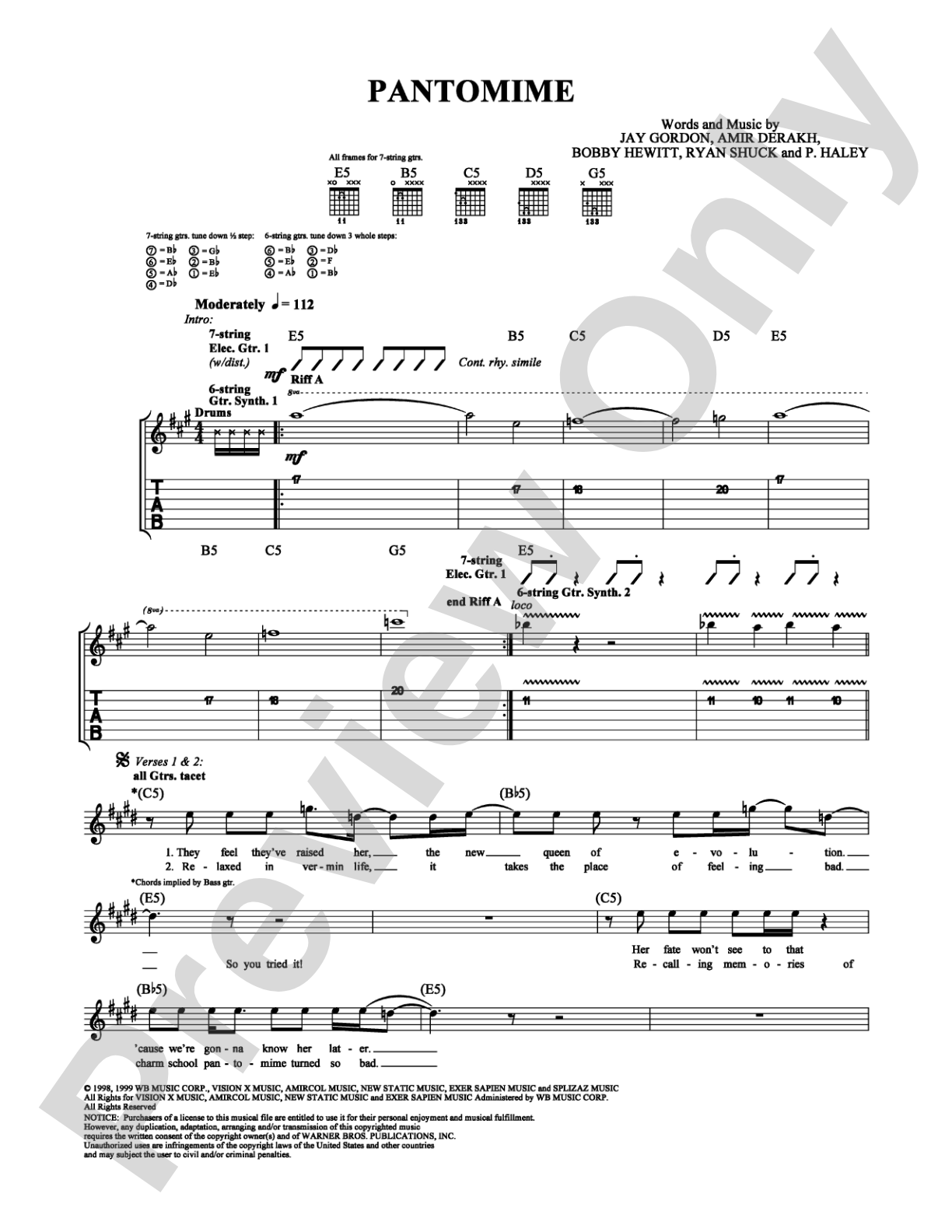 Pantomime: Guitar TAB Digital Sheet Music