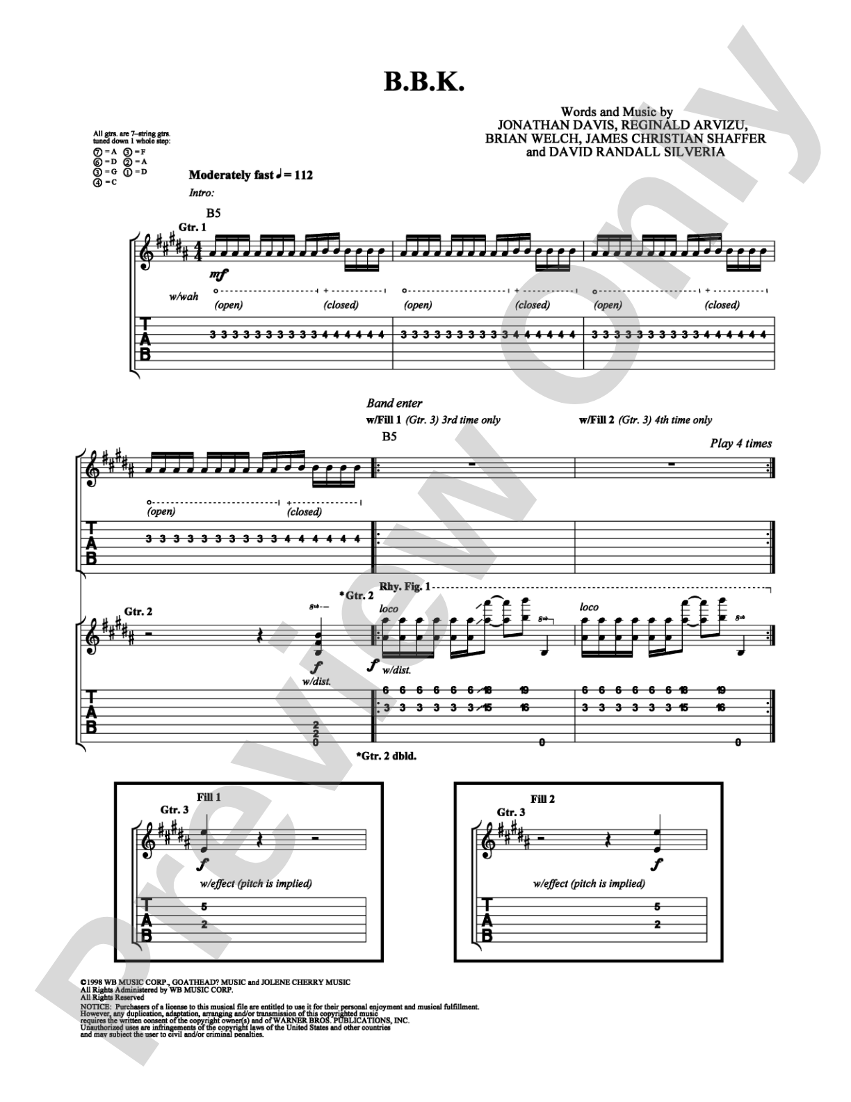 B.B.K.: Guitar TAB Digital Sheet Music