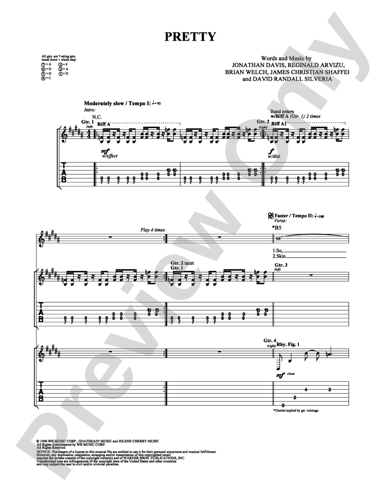 Pretty: Guitar TAB Digital Sheet Music