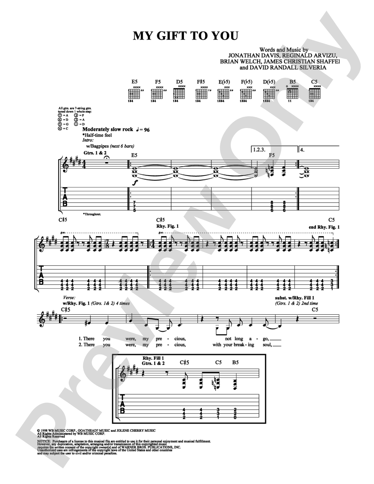 My Gift to You: Guitar TAB Digital Sheet Music