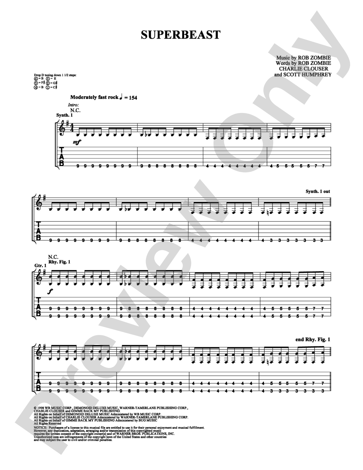 Superbeast: Guitar TAB Digital Sheet Music