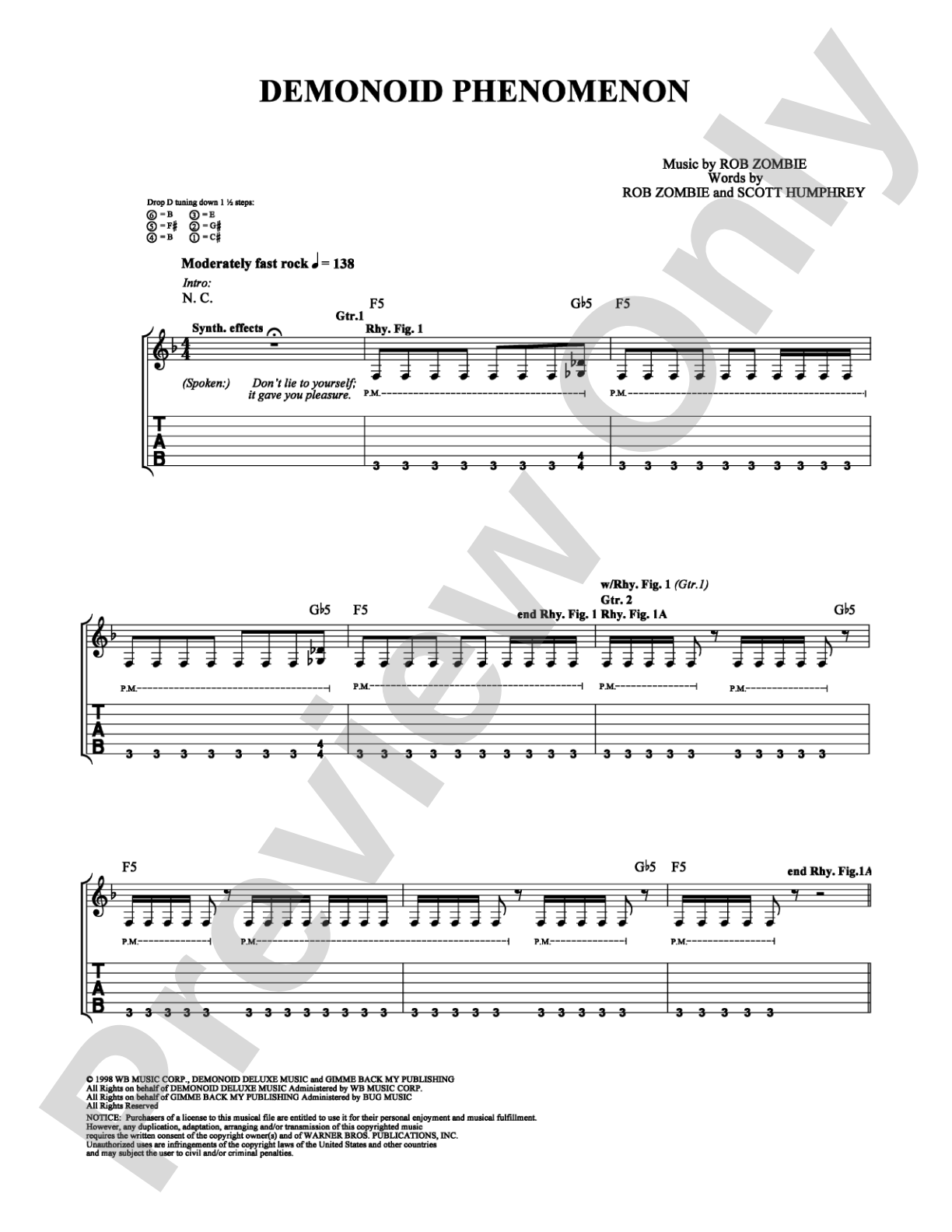 Demonoid Phenomenon: Guitar TAB Digital Sheet Music
