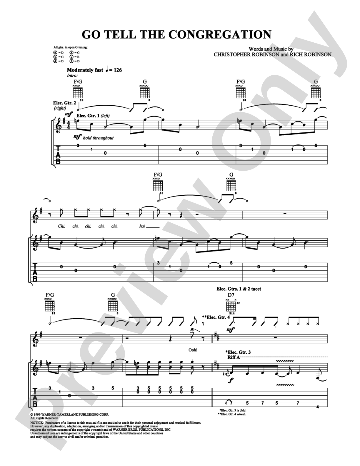 Go Tell the Congregation: Guitar TAB Digital Sheet Music