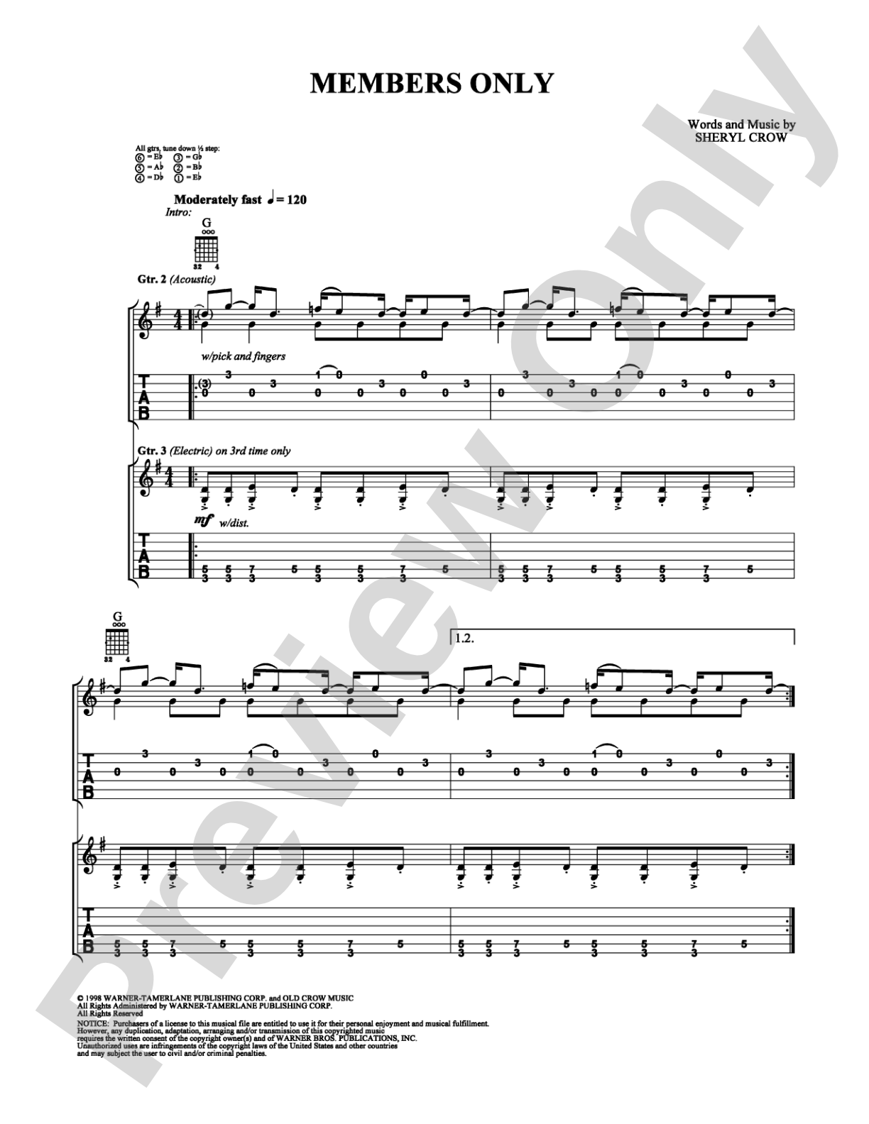 Members Only: Guitar TAB Digital Sheet Music