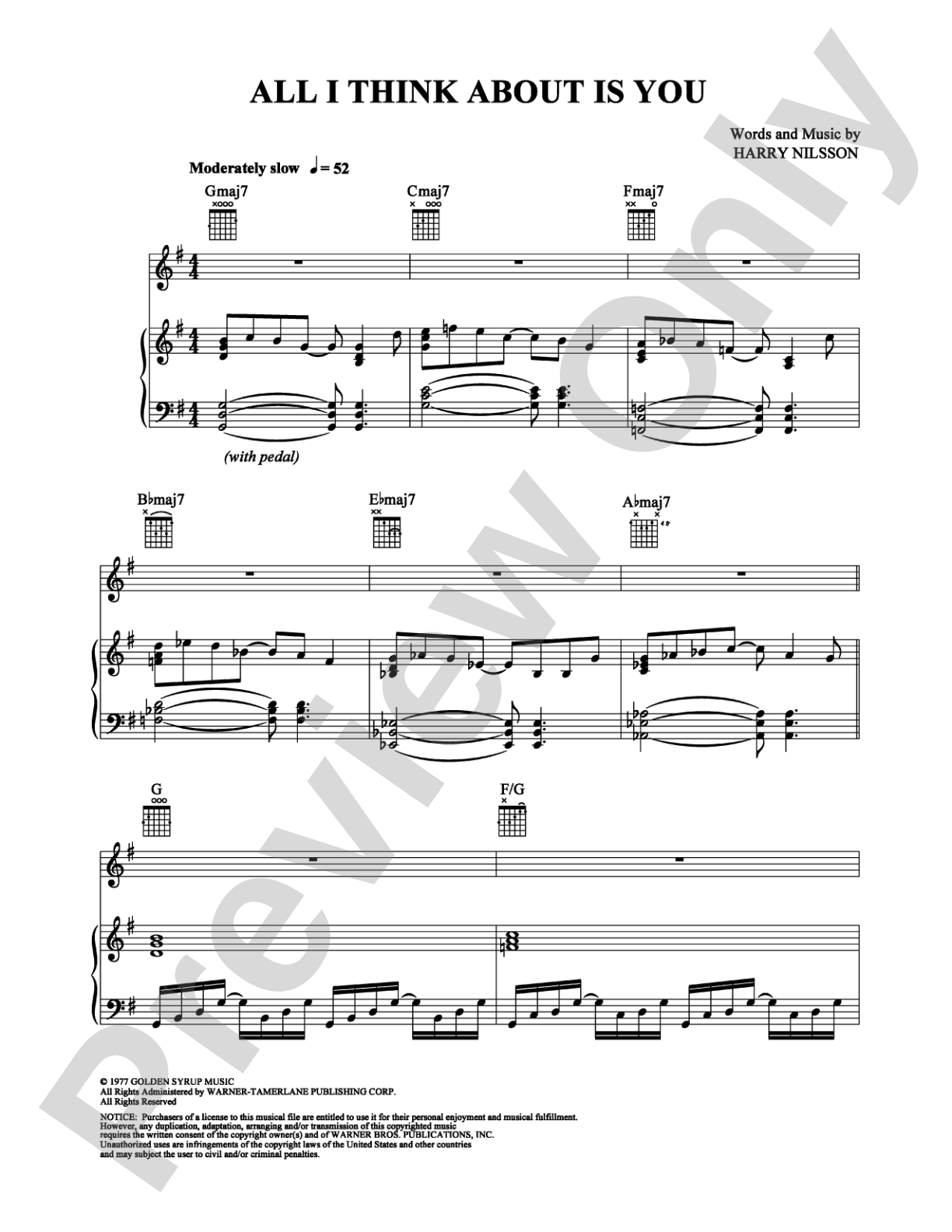 All I Think About is You: Piano/Vocal/Chords Digital Sheet Music